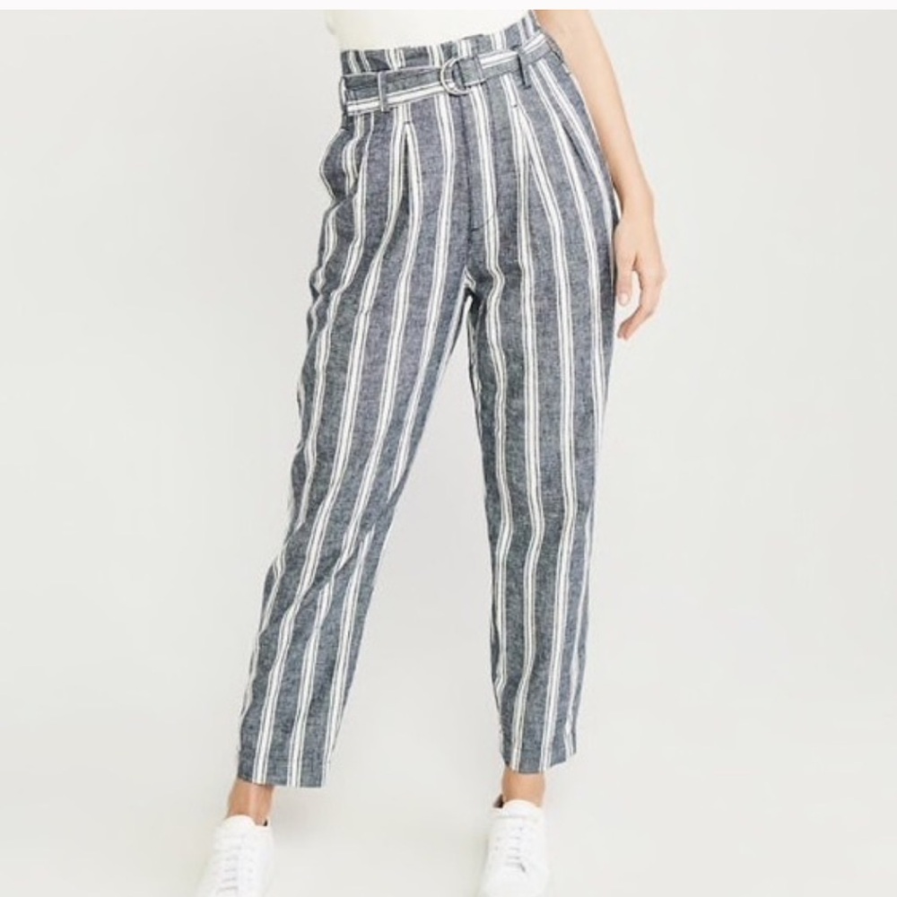 Blue and White Striped Pants